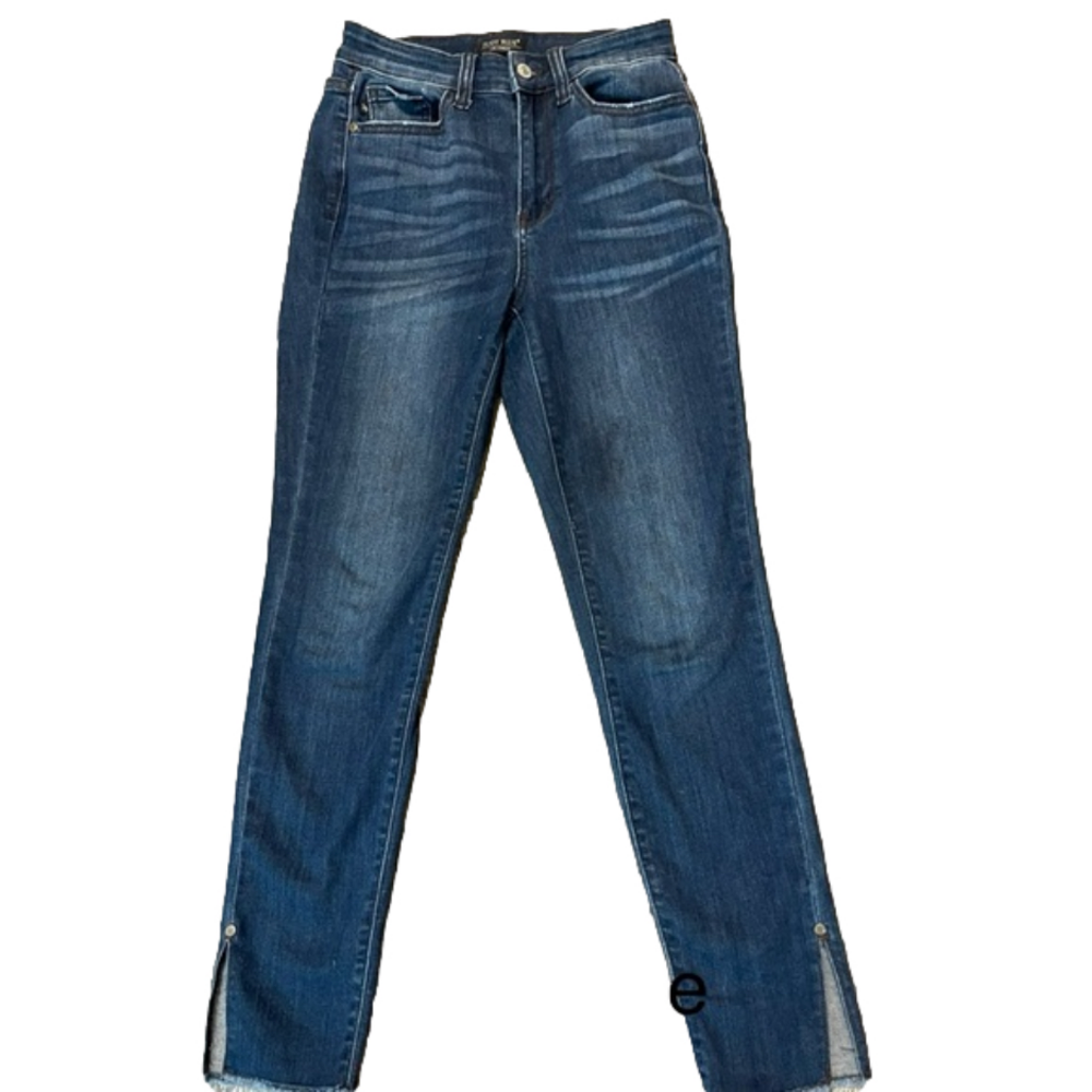 JUDY BLUE Jeans Women’s Size 25 Skinny High Waisted Split hem Ankle Dark Wash 1 - Picture 9 of 13